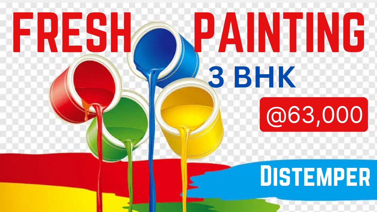 3 BHK Distemper Fresh Painting @ 45,000 Rs