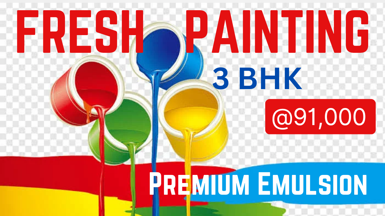 3 BHK Premium Emulsion Fresh Painting @ 70,000 Rs