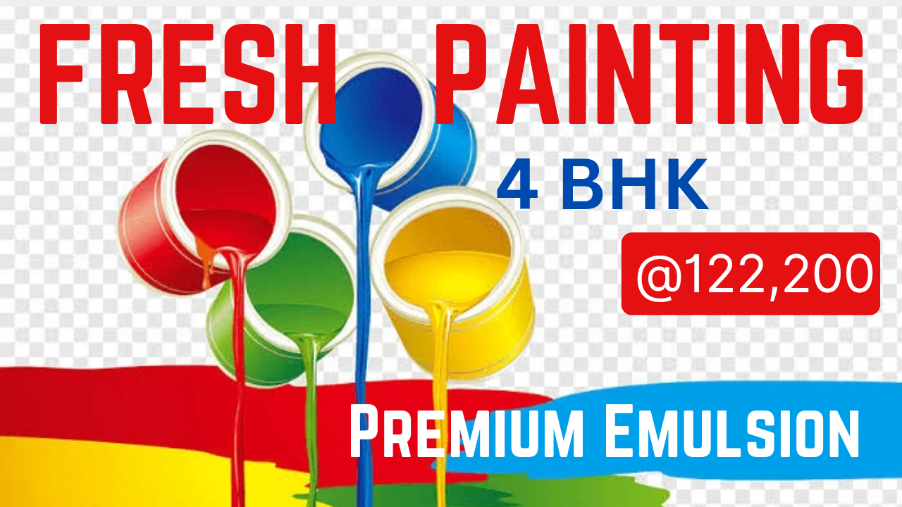 4 BHK Premium Emulsion Fresh Painting @ 95,000 Rs