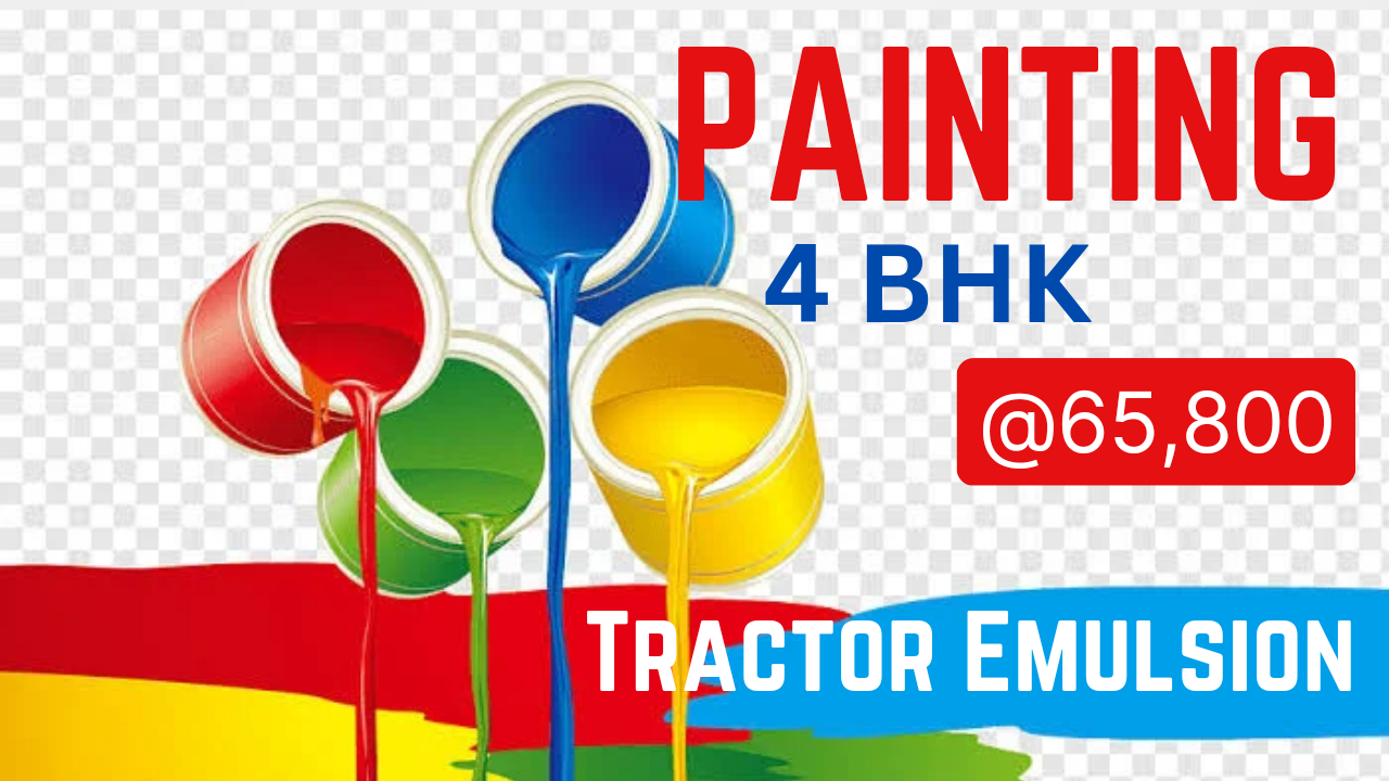 4 BHK  Tractor Emulsion RePainting @ 46,000 Rs