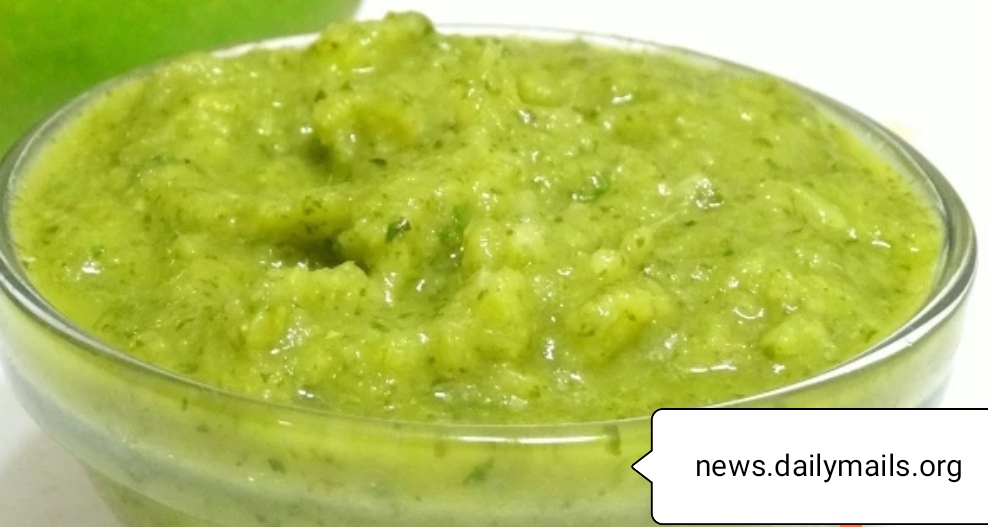 Recipe of raw mango chutney.