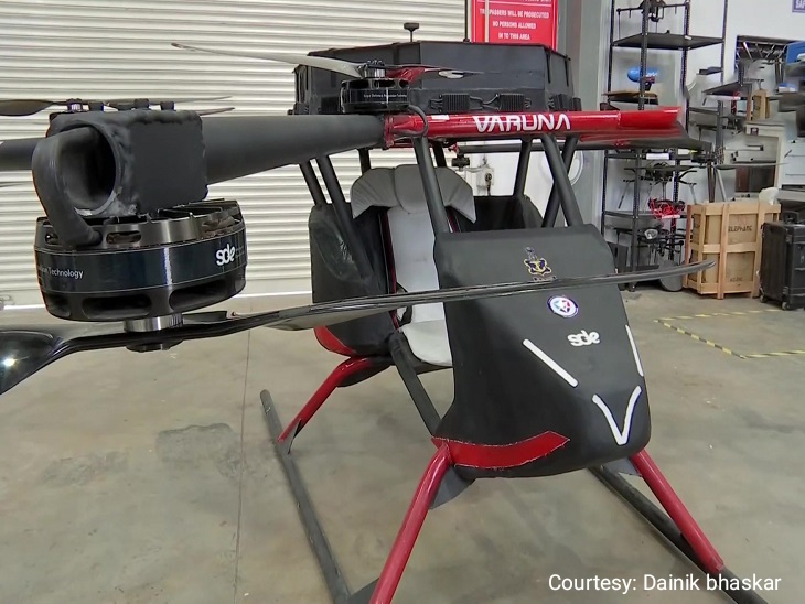 The countrys first drone to fly up with a human being ready.