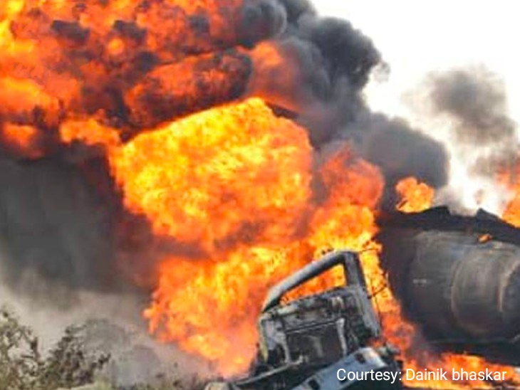 Explosion in fuel tank, 10 people killed and 40 injured.