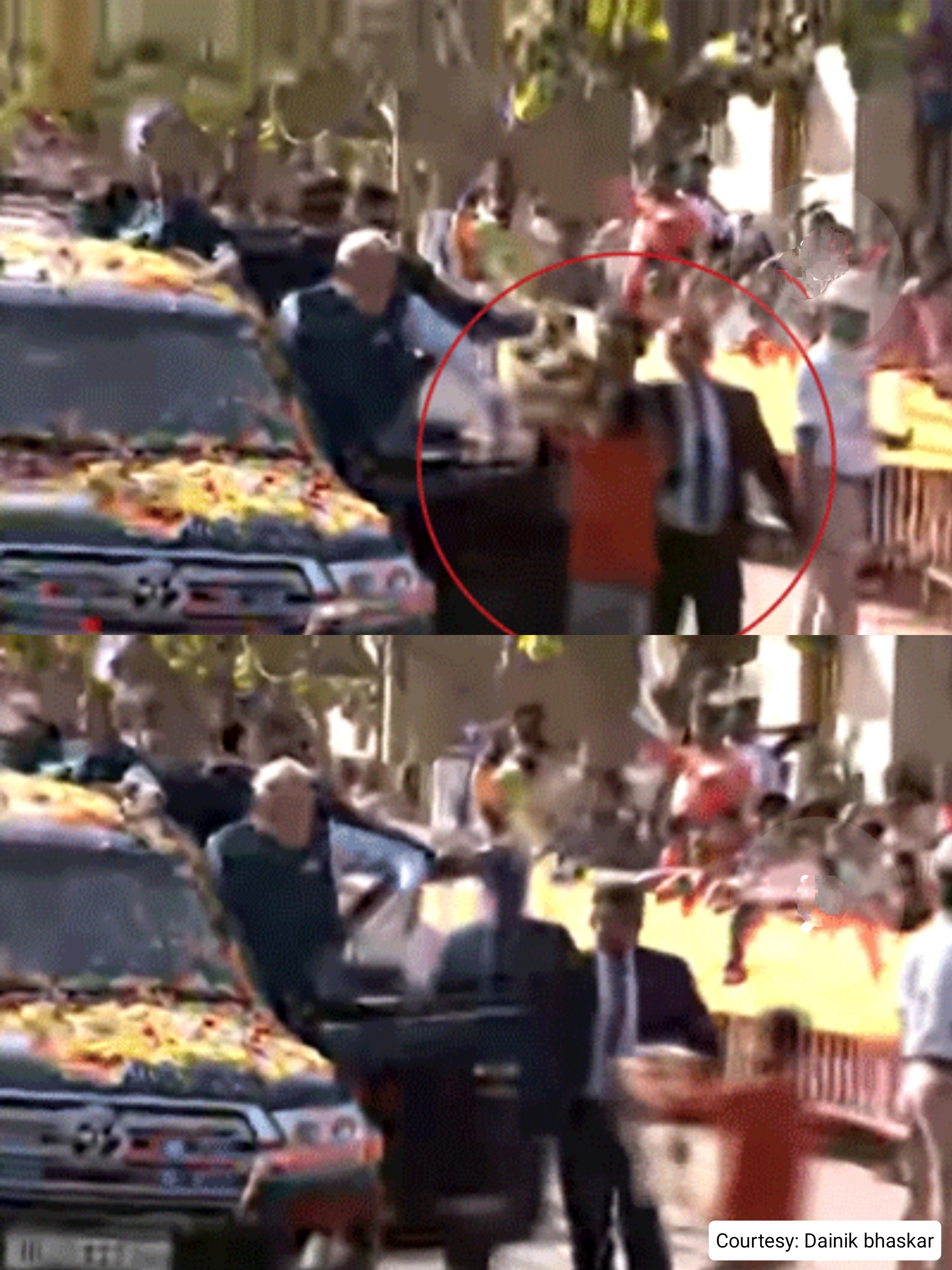 रोड शो के दौरान प्रधानमंत्री मोदी की सुरक्षा में चूक।