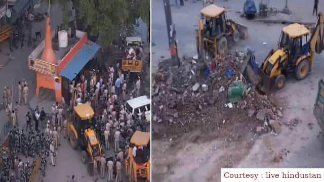मजार और मंदिरों पर चला बुलडोजर।