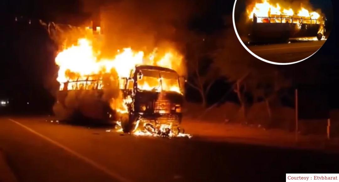 Bus full of devotees burnt from 11kV line
