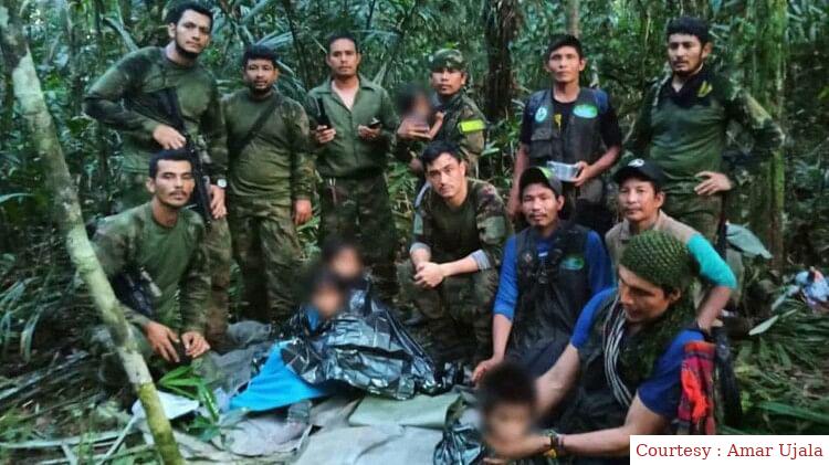 विमान हादसे के बाद जीवित मिले बच्चे।