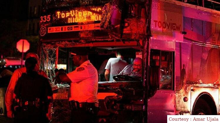 न्यूयॉर्क में दो बसों की भीषण संघर्ष, 75 से अधिक लोग घायल।