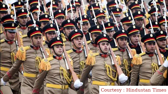 Egyptian contingent parade for the first time on Kartavya Path 