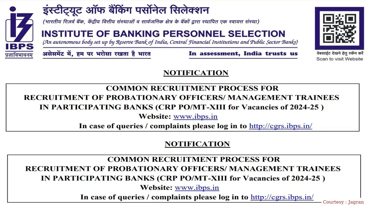 IBPS notification for 4451 posts in public sector banks