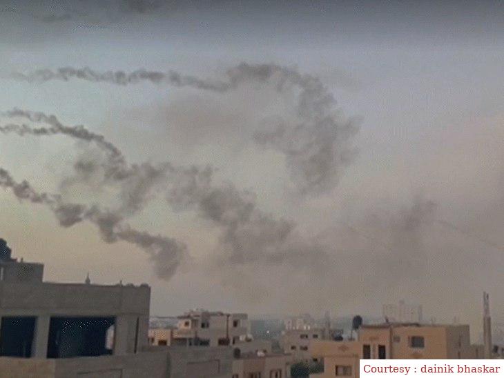 हमास के हमलों के जवाब में इजराइल ने गाजा पट्टी में की बमबारी, अब तक 198 लोगों की मौत।