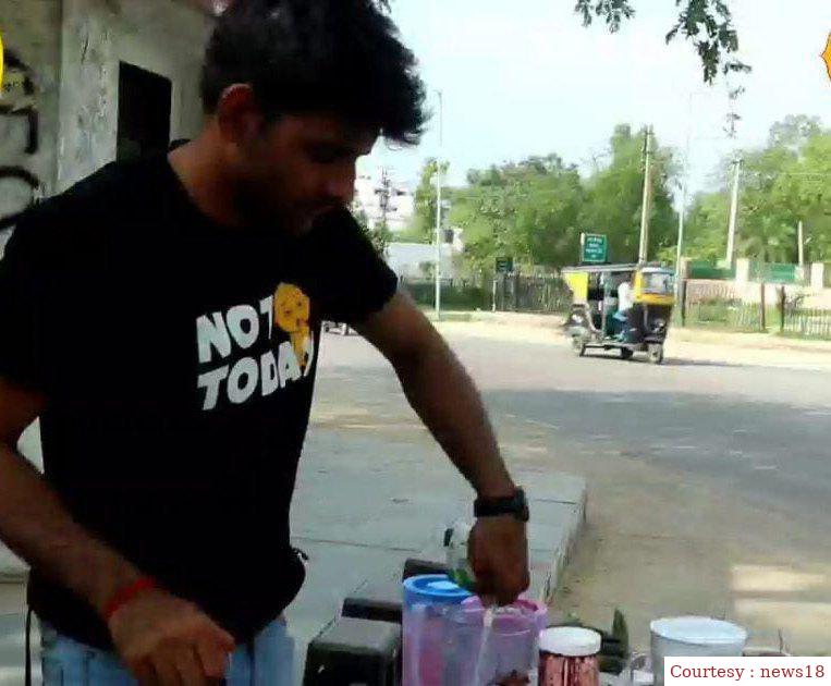 अंतरराष्ट्रीय साइकिलिस्ट चाला रहा है जूस की स्टॉल।