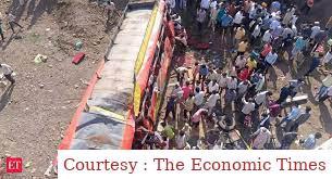 Khargone bus accident held with 15 dead, 25 injured after the bus falls into river
