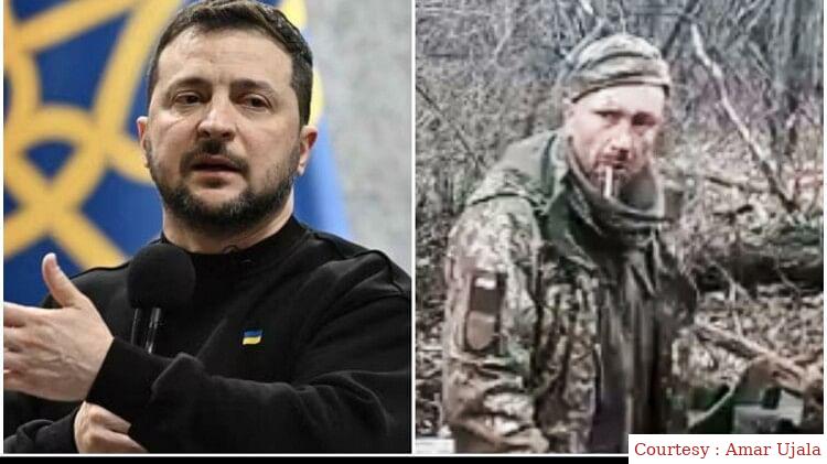 Killing Ukrainian soldier brutally.