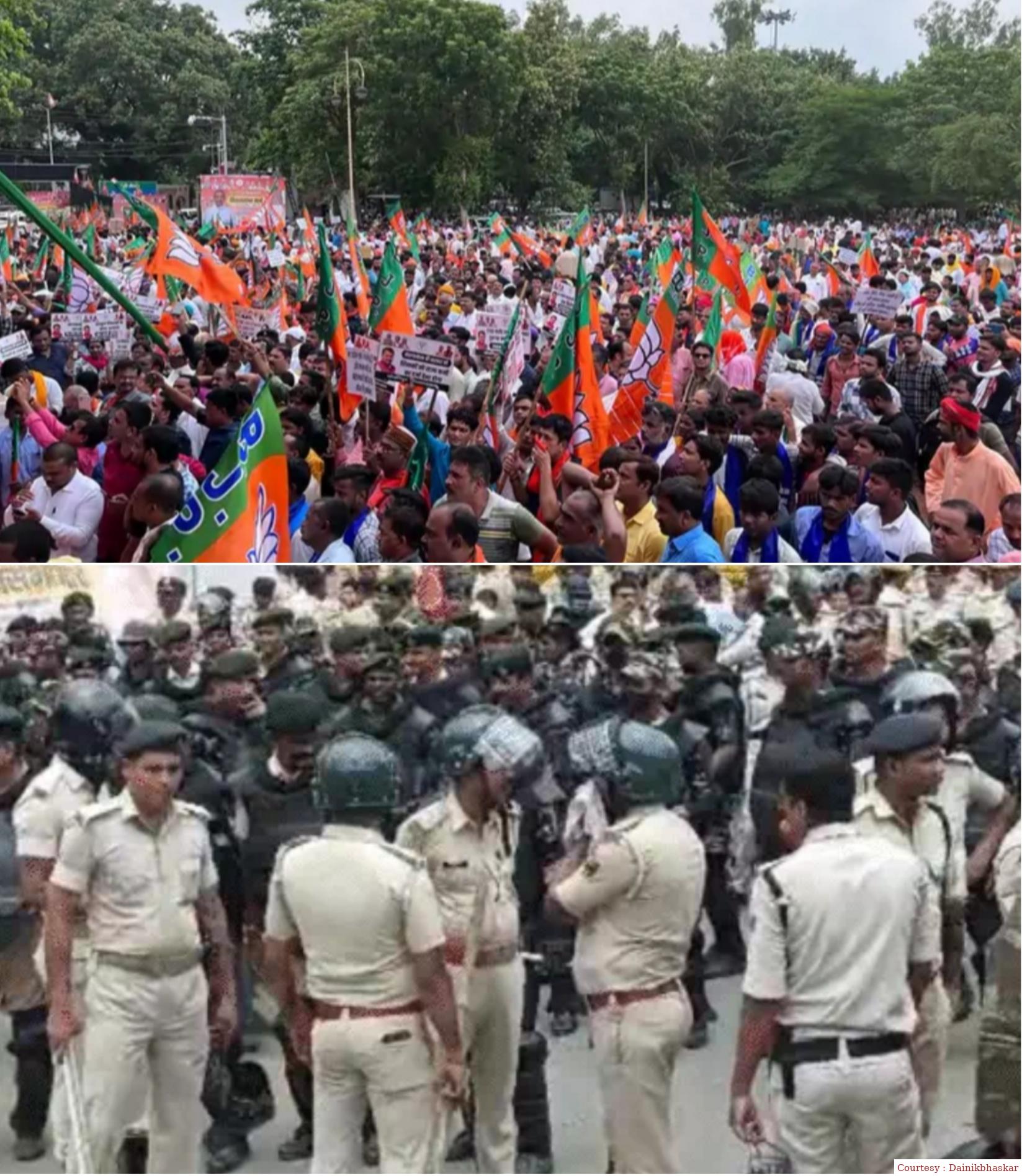 पटना में भाजपा कार्यकर्ताओं पर लाठीचार्ज। कई के सिर फटे। सांसद भी घायल।