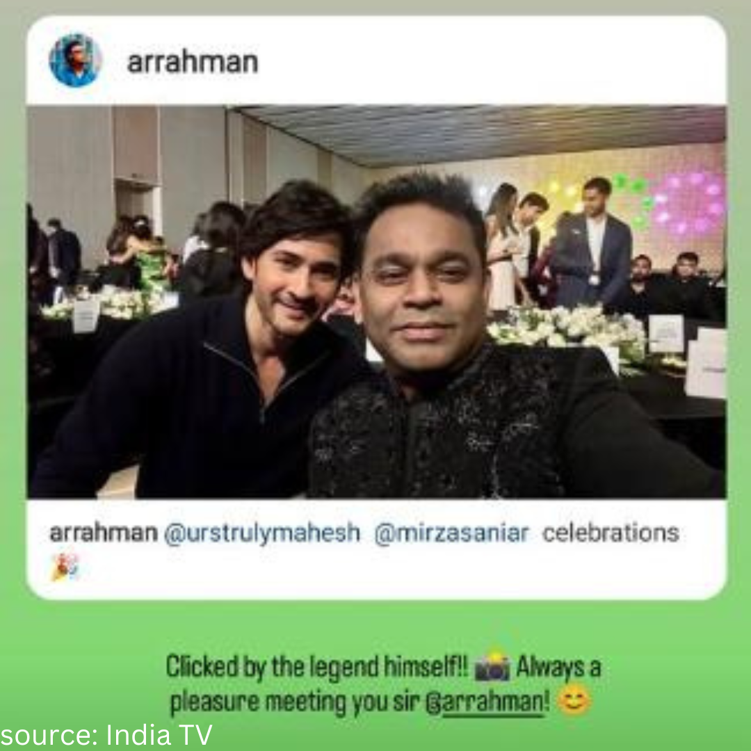 Mahesh Babu posed for a selfie with AR Rahman twinning in black
