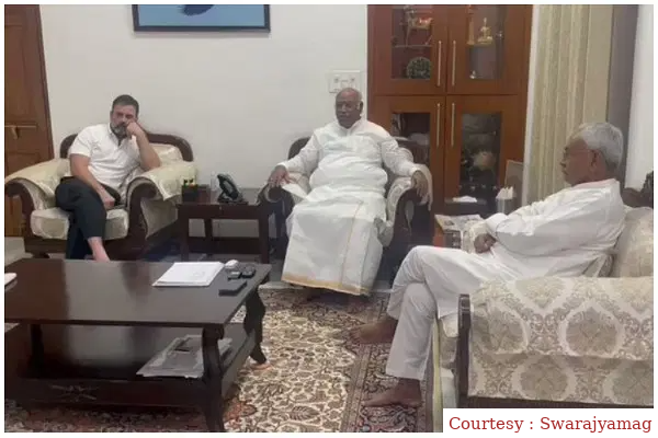 Nitish Kumar meets Congress President Mallikarjun Kharge and Rahul Gandhi