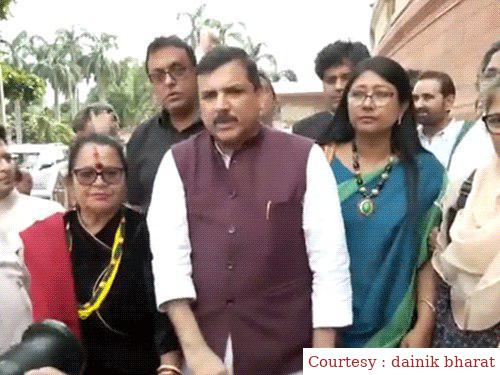 Opposition in Lok Sabha continuously shouting slogans about Manipur.