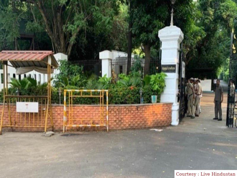 Outside the Raj Bhavan in Chennai, a history-sheet thrown a petrol bomb.