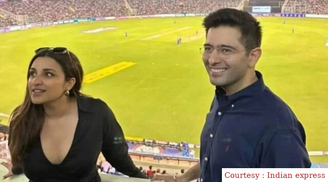 Parineeti Chopra and Raghav Chadha spotted together watching IPL match