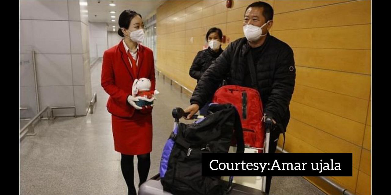 The reception of international travelers in China among the corona infection.