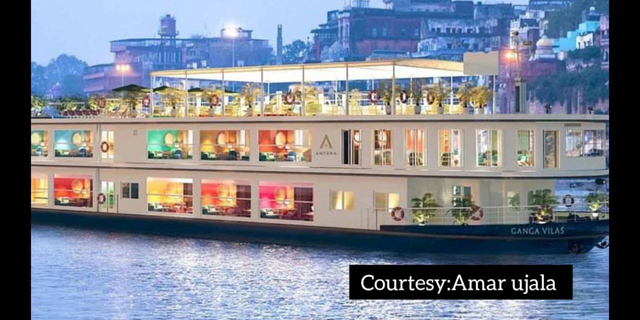 Cruise running on the longest waterway manufactured in India.