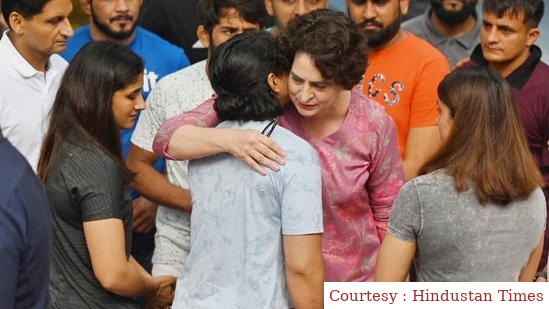 Priyanka Gandhi supports Indian wrestlers protesting at Jantar Mantar