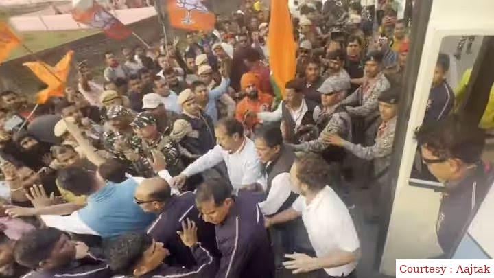 असम में राहुल गांधी के साथ धक्का-मुक्की