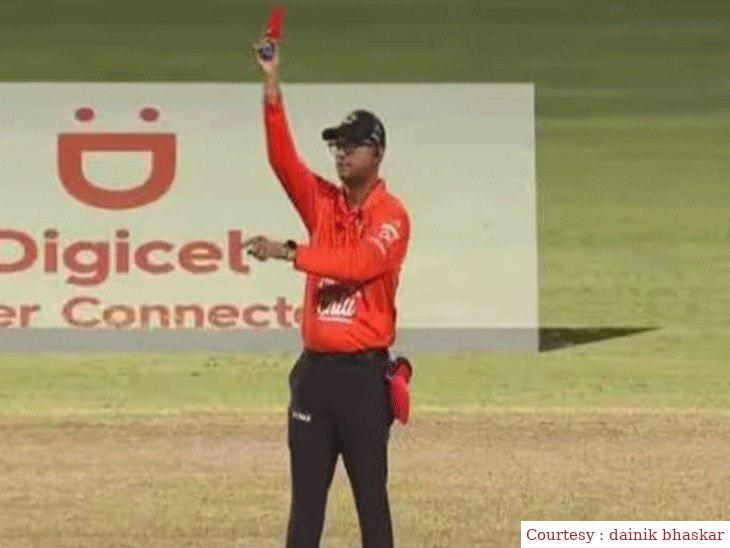 Red card shown for the first time due to slow over rate in cricket, Riders team got red card.