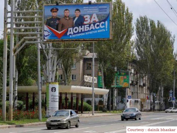 Russia is capturing 4 areas of Ukraine and trying to make the authority look strong.