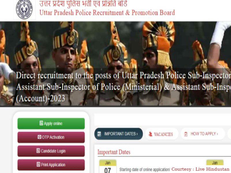 SI, ASI, कंप्यूटर ऑपरेटर समेत 1906 पदों पर यूपी पुलिस में निकली भर्तिया।