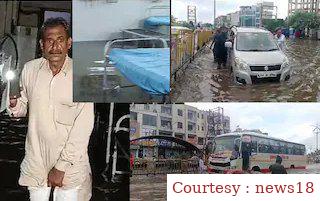 Monsoon rains are getting fatal in Rajasthan, shed boys in the drain, water filled in the hospital.