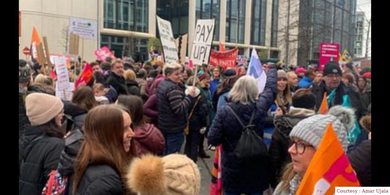 Strike of employees in Britain due to salary hike.
