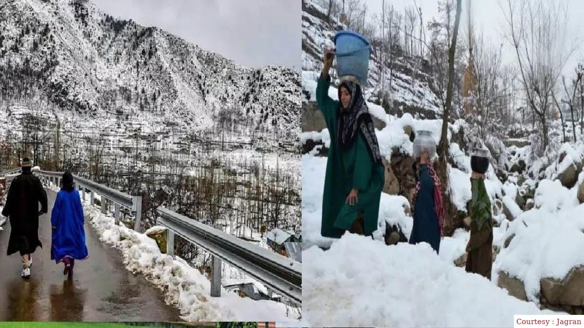 कश्मीर में तापमान शून्य से नीचे, शीतलहर जारी।
