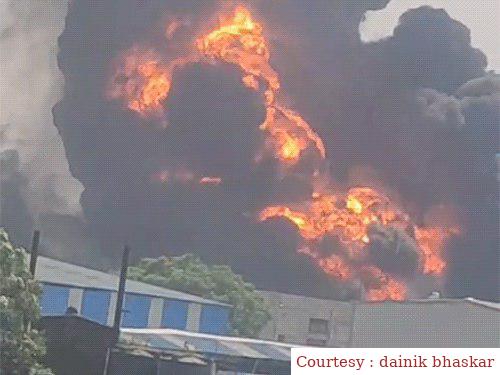 केमिकल फैक्ट्री में लगी आग, 8 मजदूर झुलसे, कई मजदूरों के फंसे होने की अंशका जताई गई।