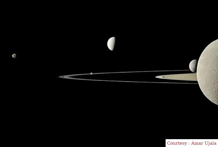 The fountain of water coming out of the moon of Saturn.