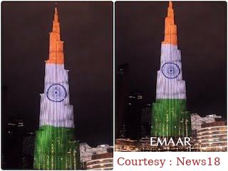 The tricolor illuminated on the Burj Khalifa