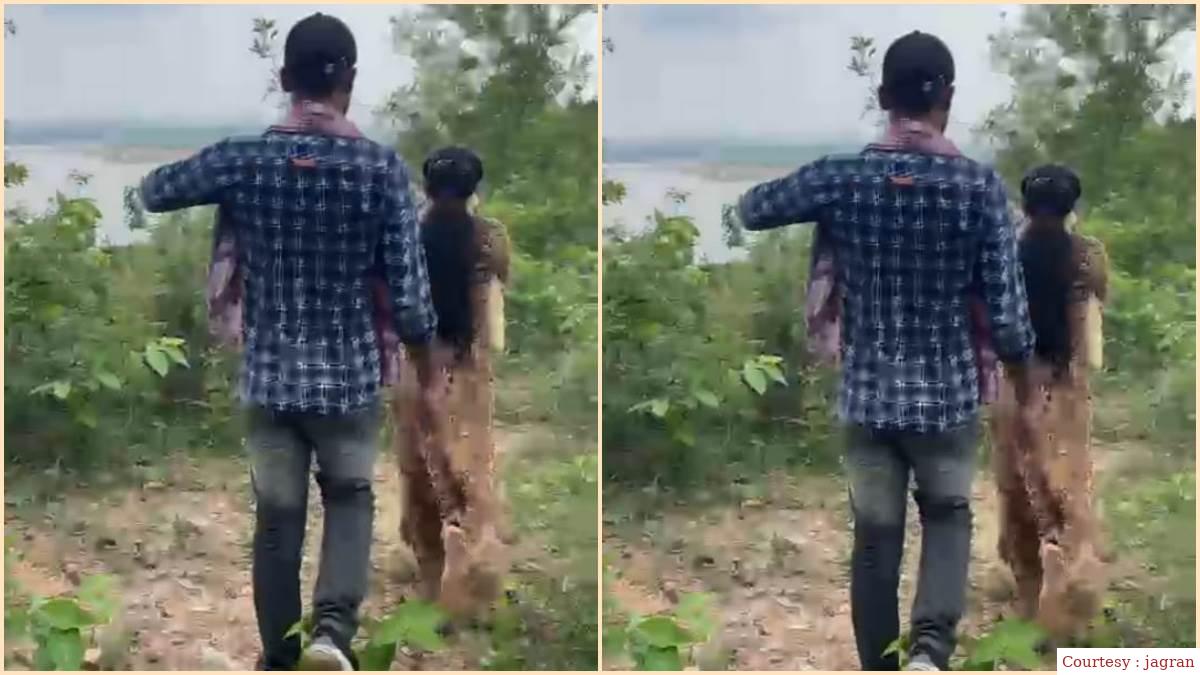 The video of the lover couple who romanced in the forest went viral.