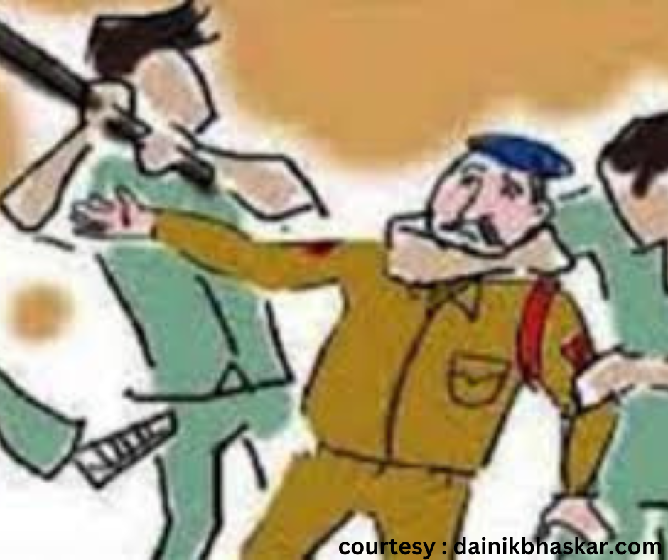 शराब पी रहे युवकों ने पुलिसकर्मियों पर हमला किया।