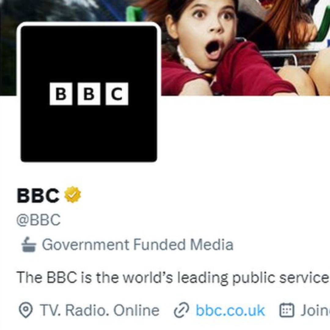 Twitter labeled the BBC as government-funded media