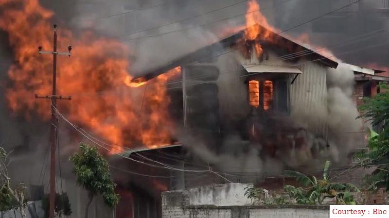 Violence erupted again in Manipur, fire in the houses of Maetai area