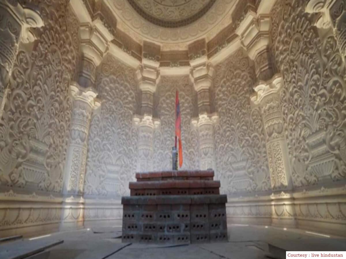 अयोध्या : राम मंदिर के गर्भगृह में लाइट फिटिंग का कार्य हुआ पूरा।