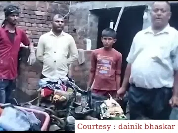 खाना बनाते समय गैस सिलेंडर लीक, लाखों की संपत्ति का नुकसान।