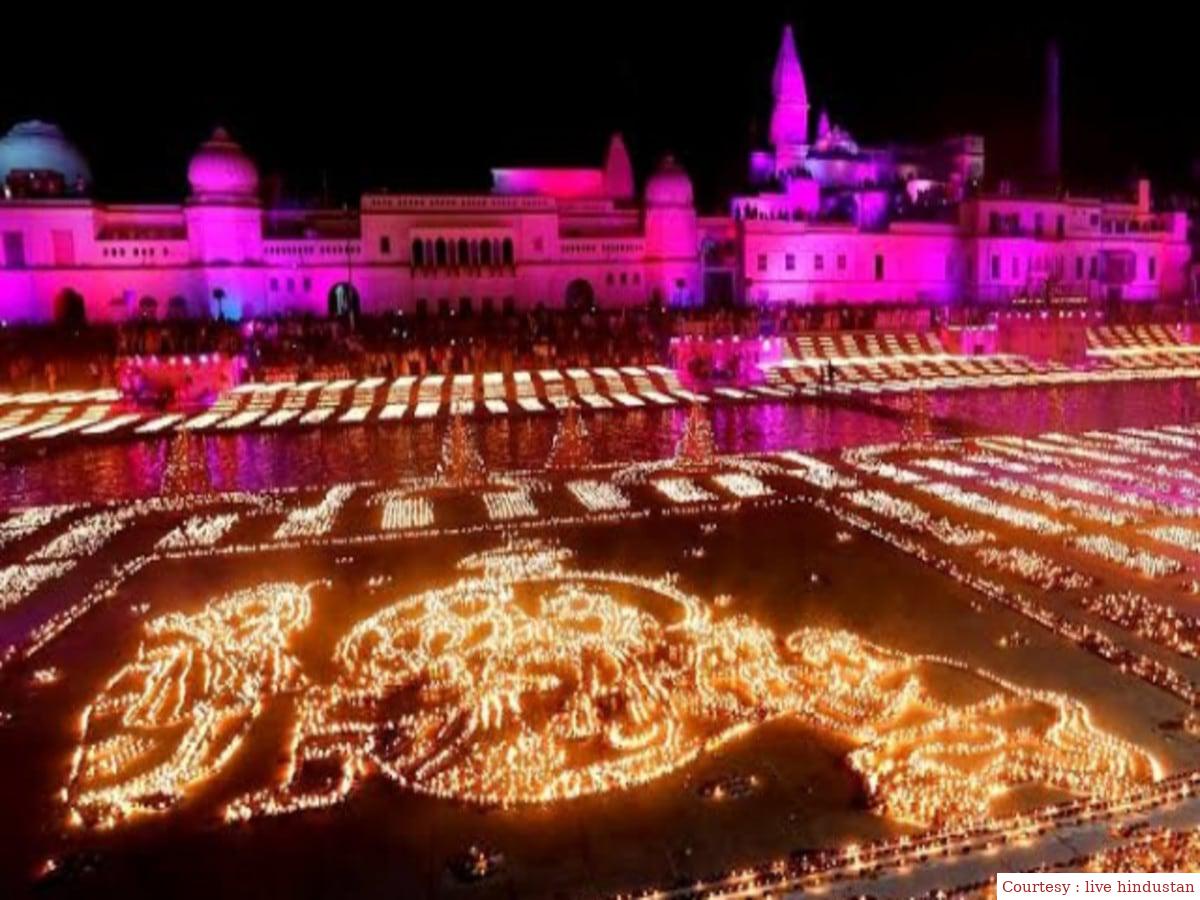 दीपोत्सव पर दीपों को बिछाने के लिए मार्किंग का काम हुआ पूरा।